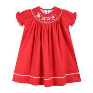 Red Santa Sleigh Bishop Dress