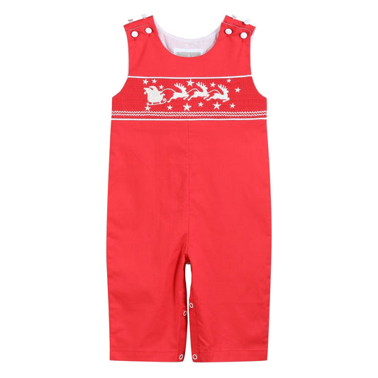 Red Santa Sleigh Overalls - Abbies Place