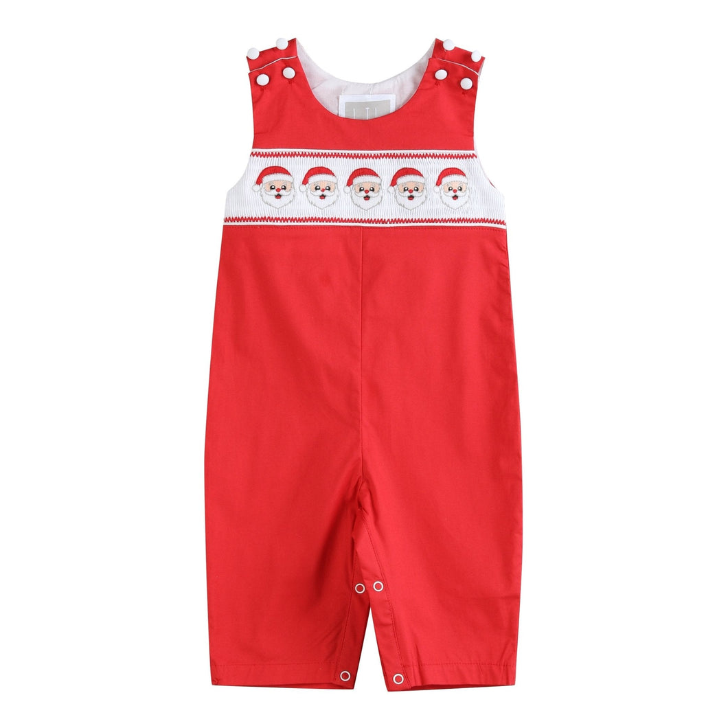 Red Santa Smocked Overalls