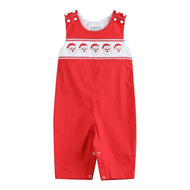 Red Santa Smocked Overalls