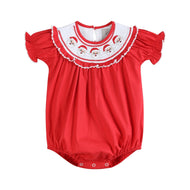 Red Santa Smocked Ruffle Romper