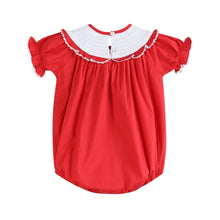 Load image into Gallery viewer, Red Santa Smocked Ruffle Romper
