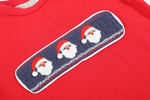 Load image into Gallery viewer, Red Santa Smocked Shirt and Navy Pants Set
