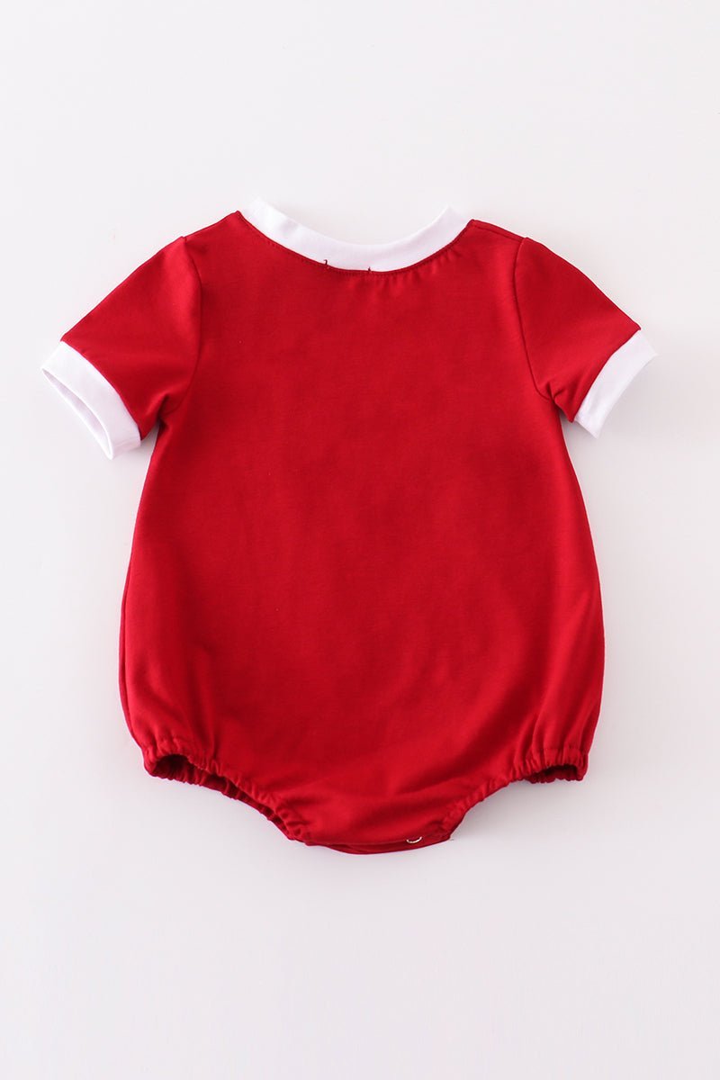 Red sooners embroidery boy bubble - Abbies Place