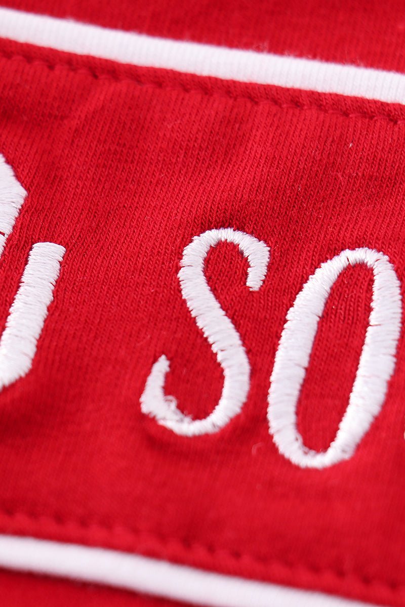 Red sooners embroidery boy bubble - Abbies Place