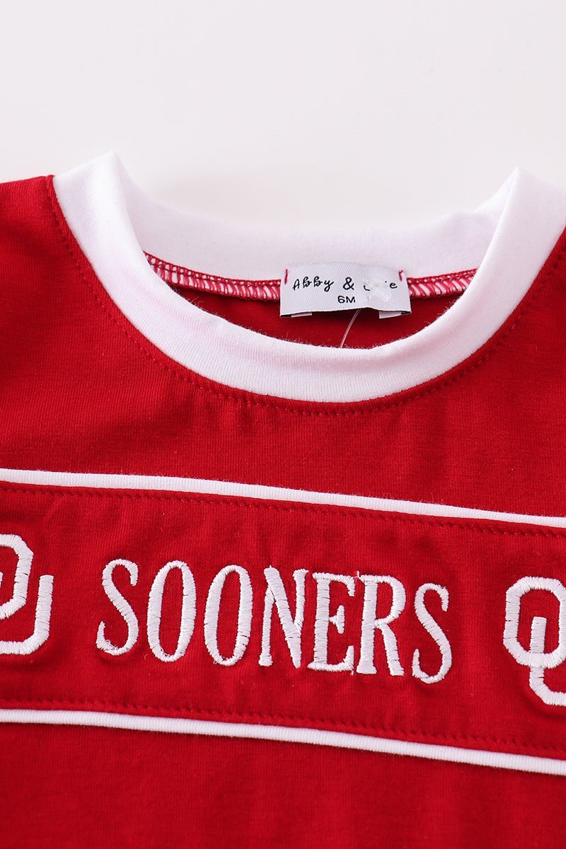 Red sooners embroidery boy bubble - Abbies Place