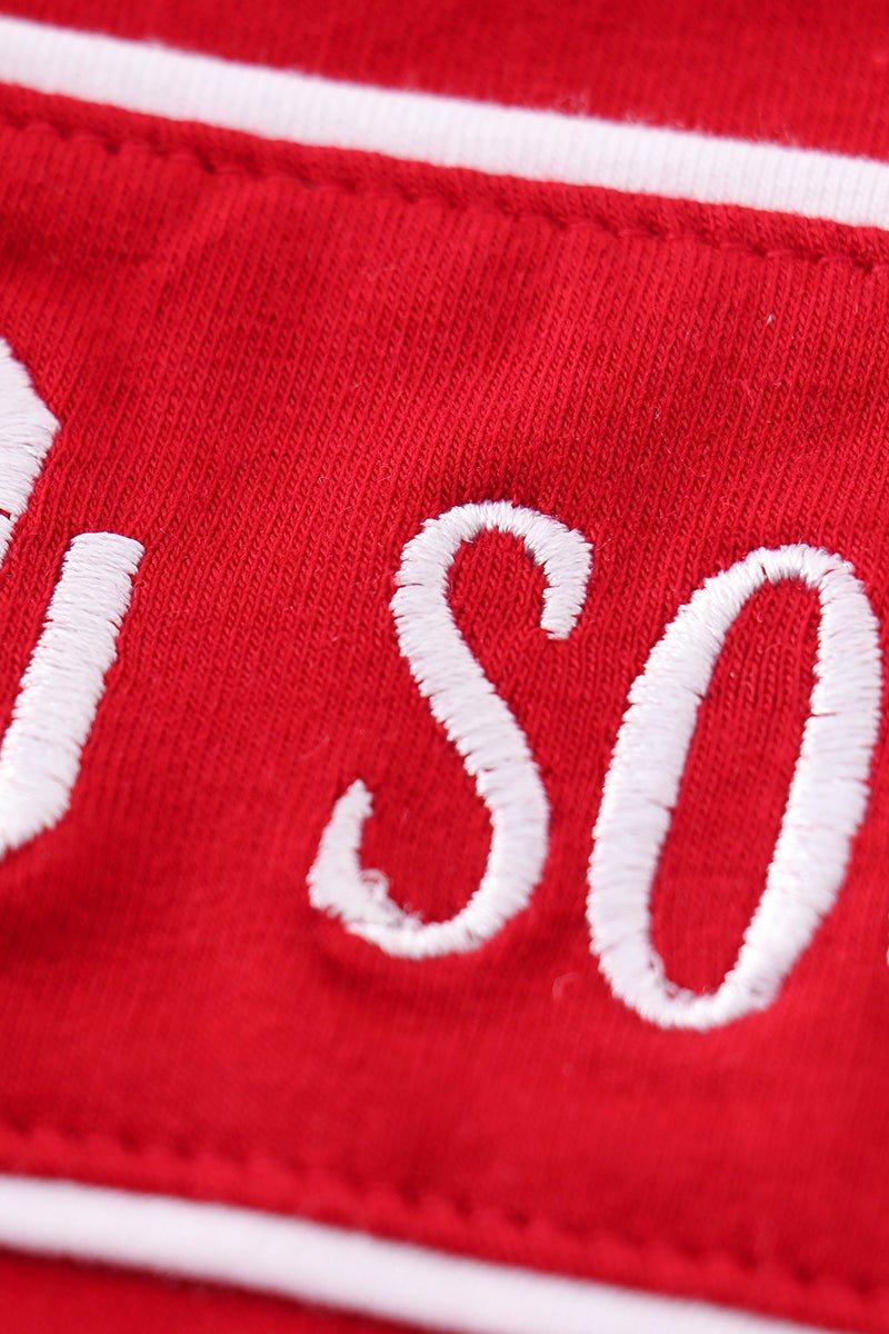 Red sooners embroidery boy bubble - Abbies Place