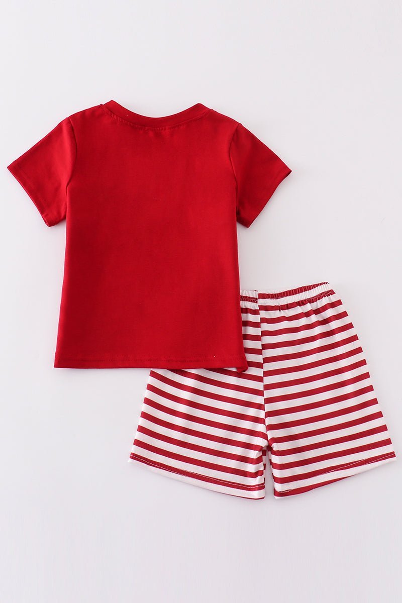 Red sooners embroidery boy set - Abbies Place