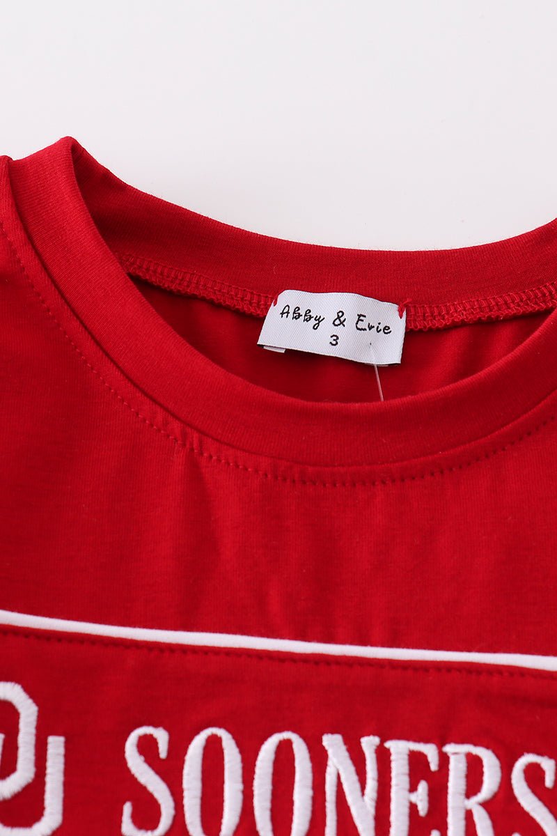 Red sooners embroidery boy set - Abbies Place
