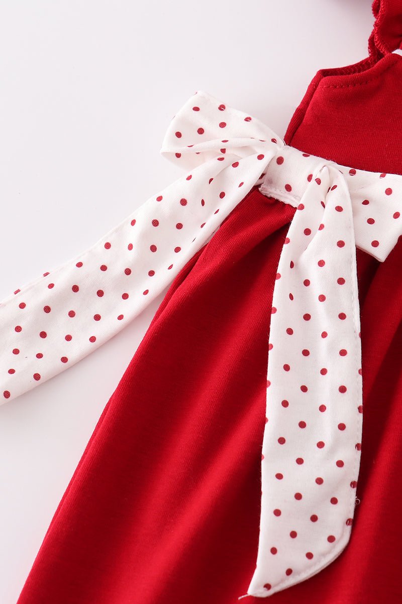 Red sooners embroidery girl dress - Abbies Place