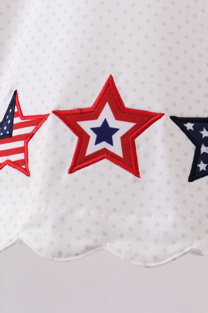 Red star applique ruffle bloomer set - Abbies Place
