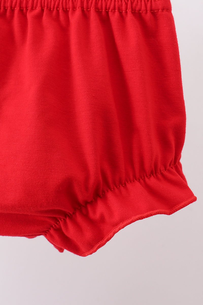 Red star applique ruffle bloomer set - Abbies Place