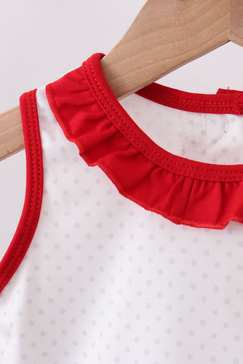 Red star applique ruffle bloomer set - Abbies Place