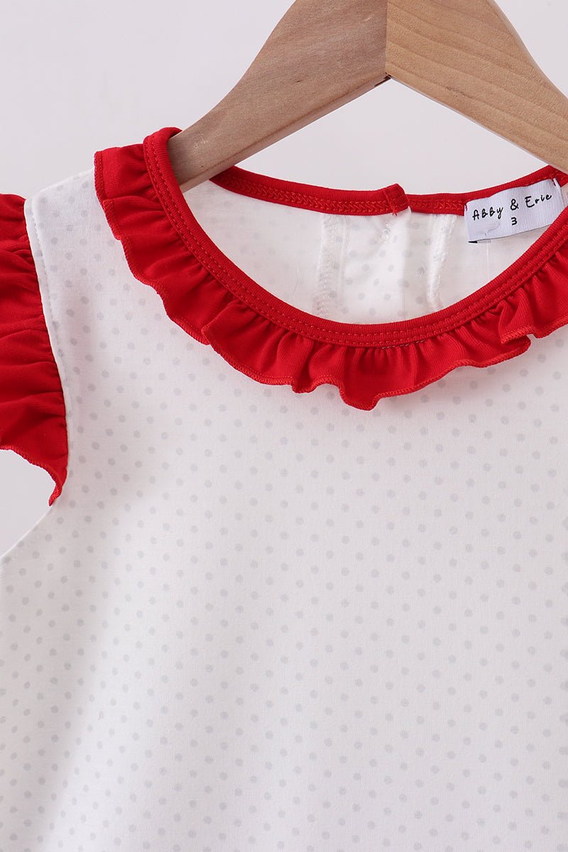 Red star applique ruffle dress - Abbies Place