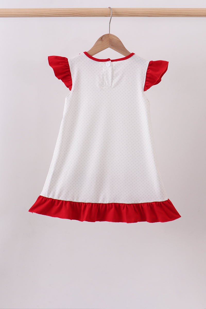 Red star applique ruffle dress - Abbies Place