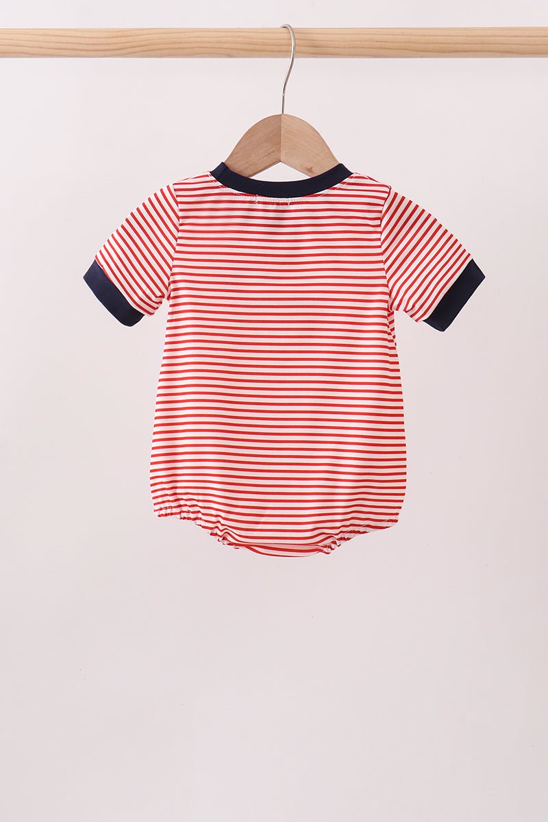 Red Stripe Car Embroidered Bubble - Abbies Place