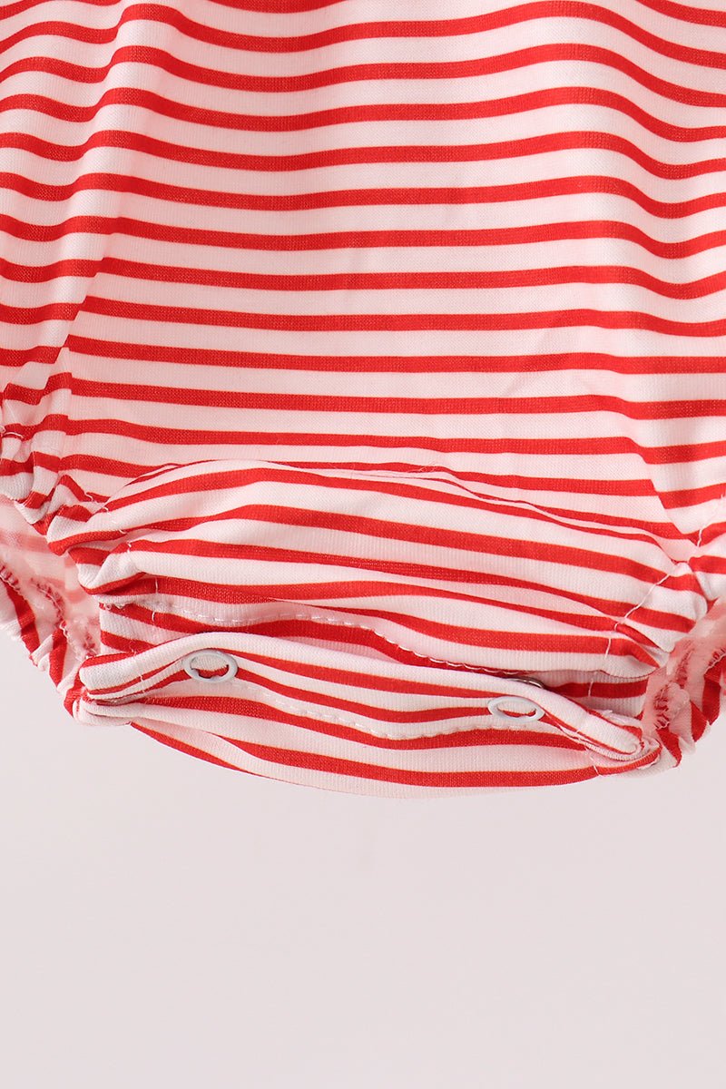 Red Stripe Car Embroidered Bubble - Abbies Place