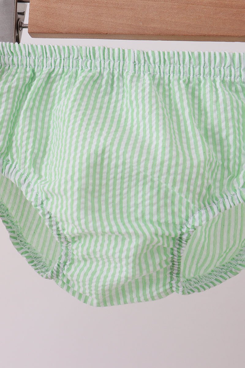Red stripe watermelon embroidery seersucker bloomer set - Abbies Place