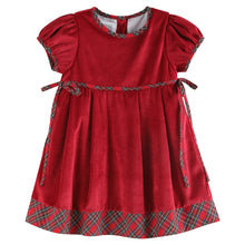 Load image into Gallery viewer, Red Velvet and Christmas Plaid Bow Dress
