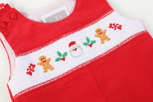 Load image into Gallery viewer, Red Velvet Christmas Smocked Overalls
