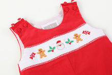 Load image into Gallery viewer, Red Velvet Christmas Smocked Overalls
