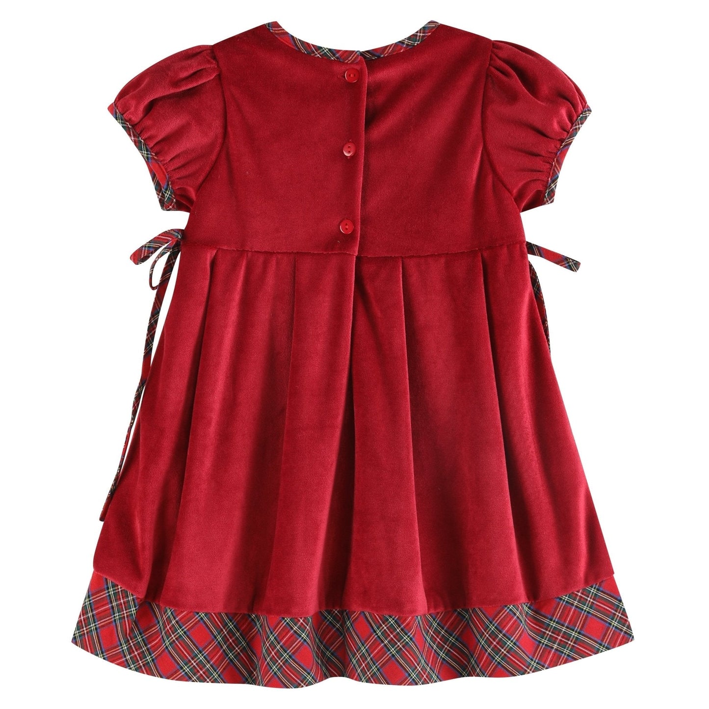 Red Velvet and Christmas Plaid Bow Dress - Abbies Place