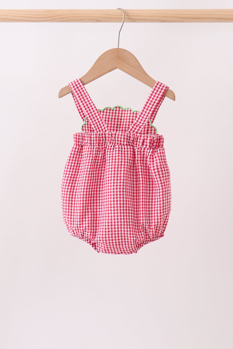 Red watermelon ruffle gingham bubble - Abbies Place