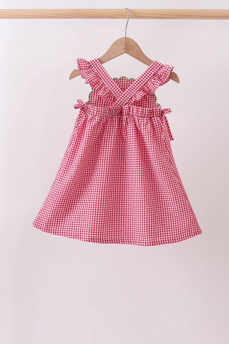 Red watermelon ruffle gingham dress - Abbies Place