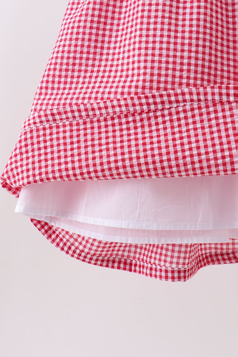 Red watermelon ruffle gingham dress - Abbies Place
