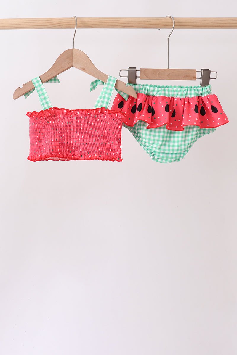 Red Watermelon Smocked UPF Swim Set - Abbies Place