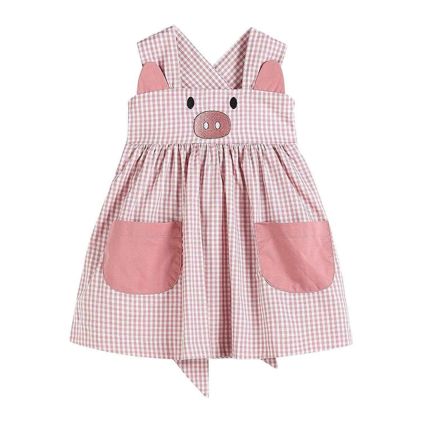 Rose Gingham Little Piggy Sleeveless A-Line Dress - Abbies Place