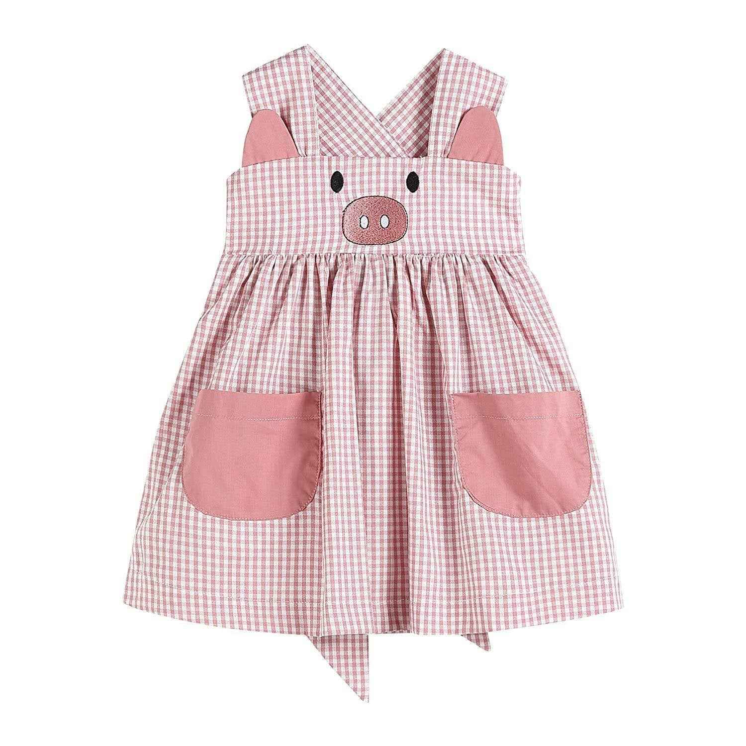 Rose Gingham Little Piggy Sleeveless A-Line Dress - Abbies Place