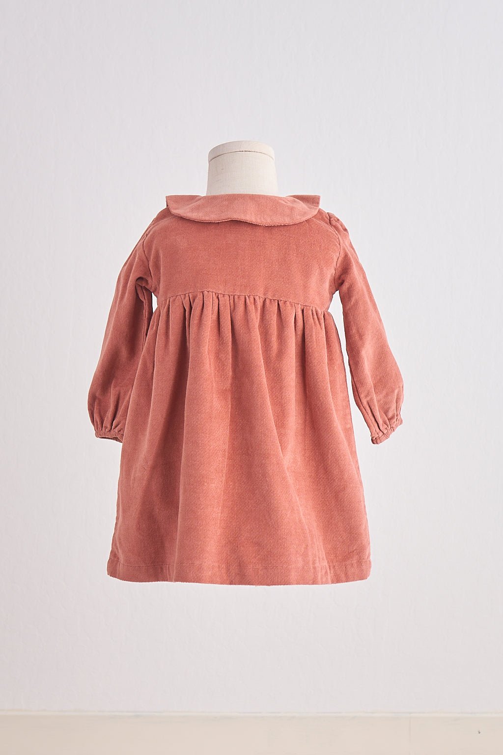 Rust floral embroidery velveteen girl dress - Abbies Place