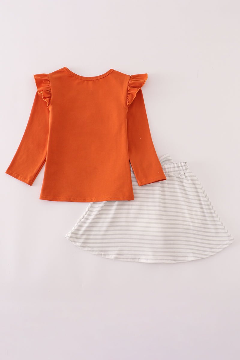 Rust Texas embroidery bow skorts set - Abbies Place