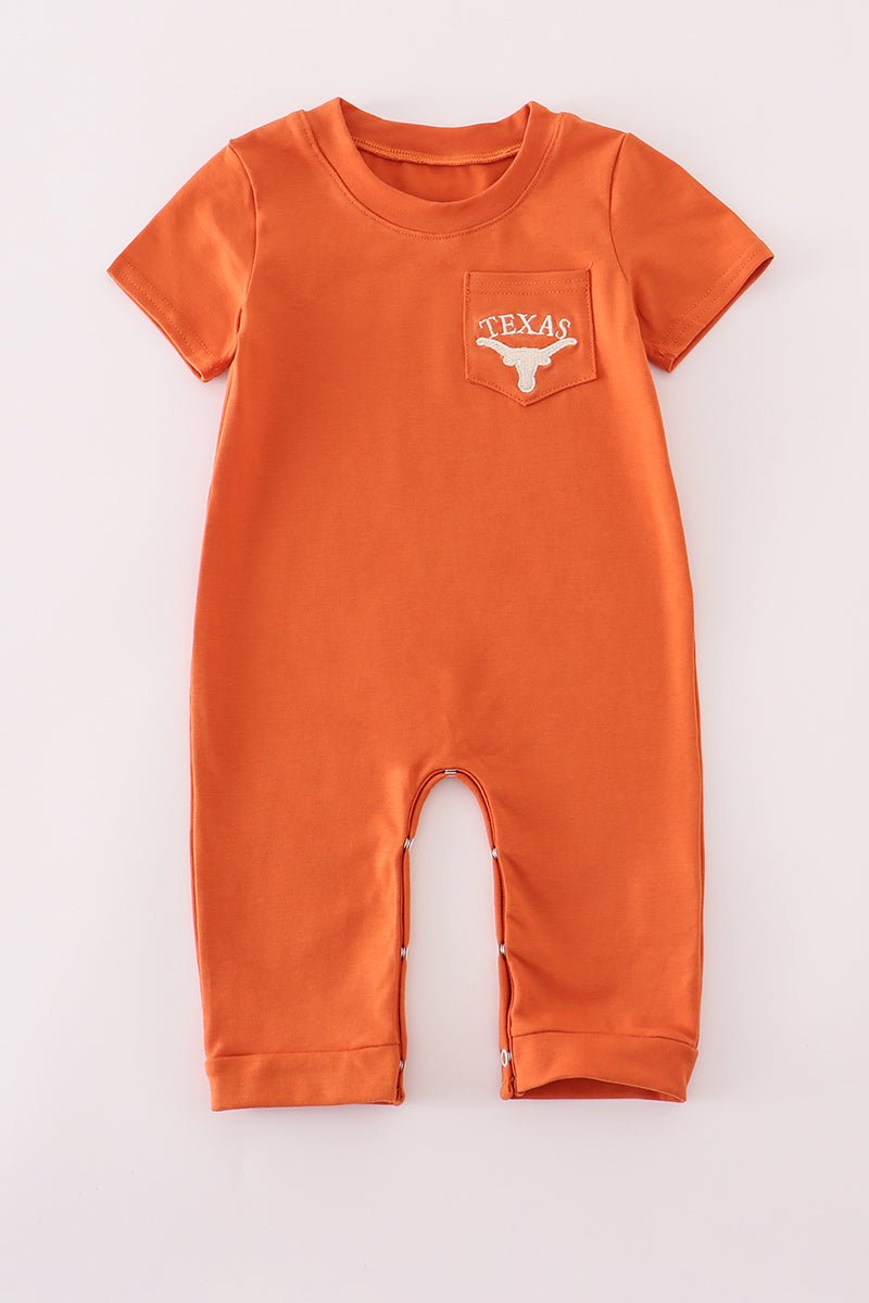 Rust Texas embroidery romper - Abbies Place