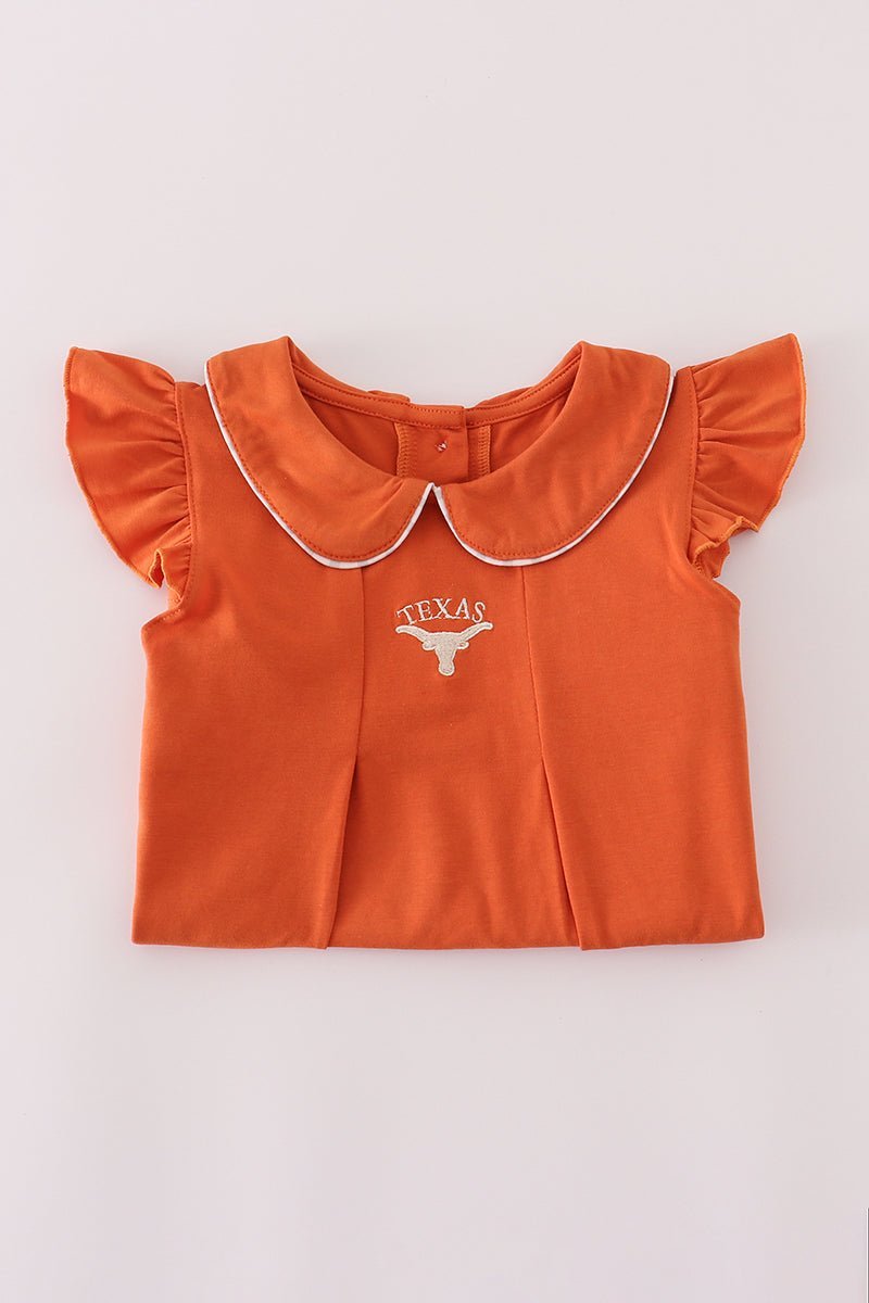Rust Texas embroidery ruffle pants set - Abbies Place