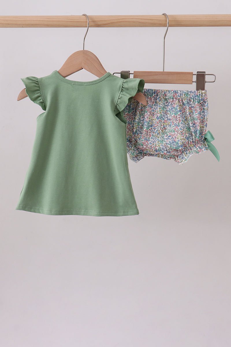 Sage bunny applique bloomer set - Abbies Place