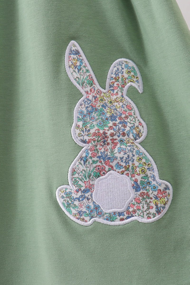 Sage bunny applique lace collar dress - Abbies Place