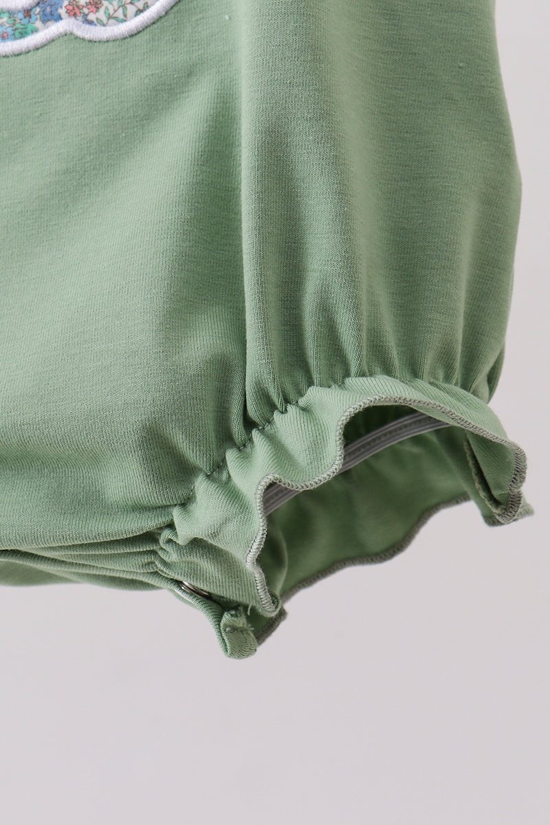 Sage bunny applique ruffle bubble - Abbies Place