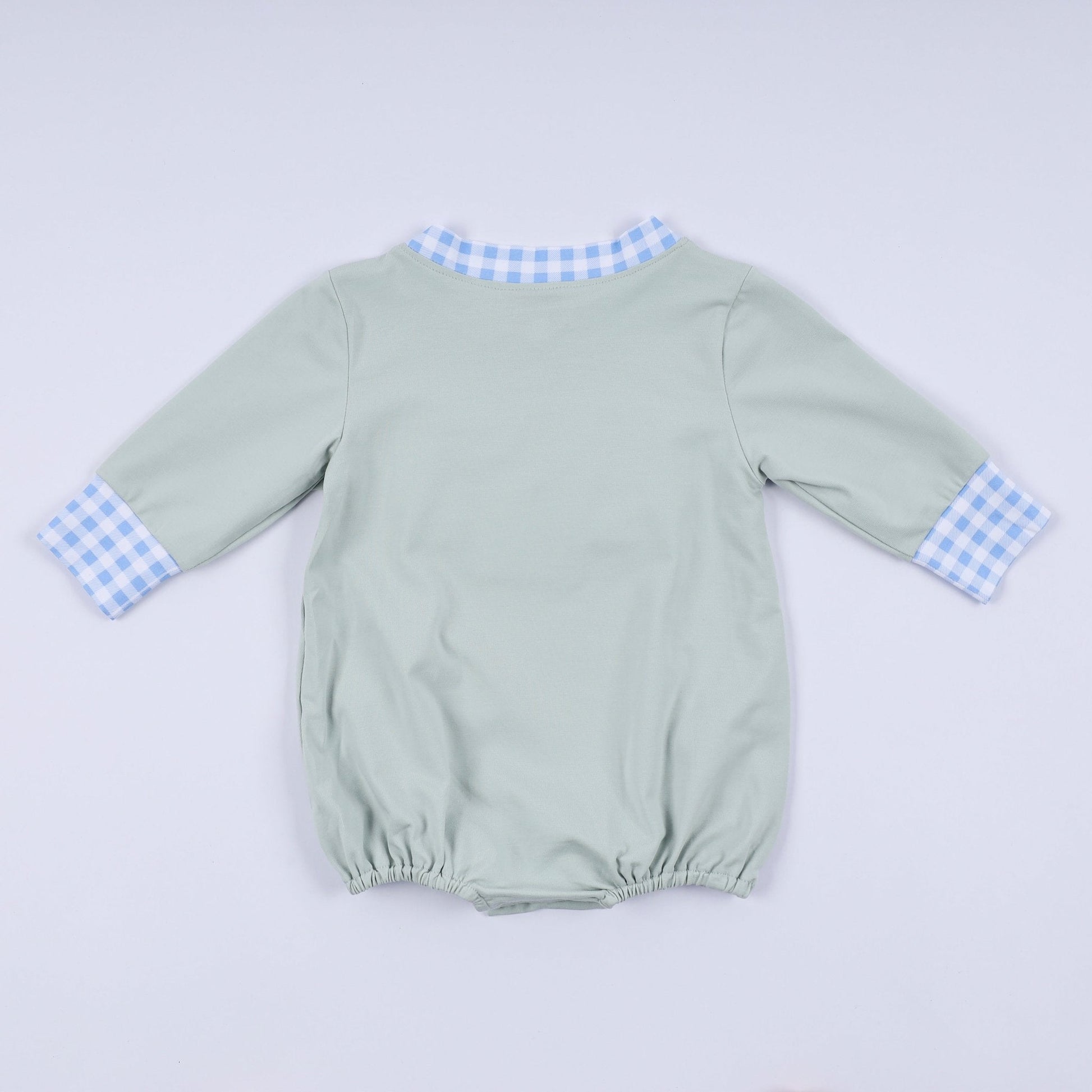 Sage cow hand smocked bubble - Abbies Place