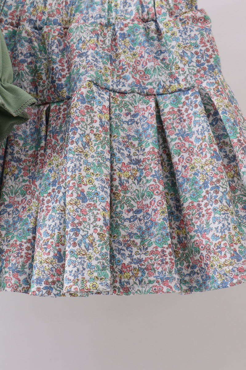 Sage floral bunny applique skorts set - Abbies Place
