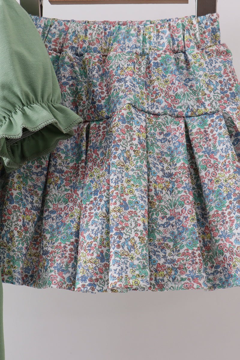 Sage floral bunny applique skorts set - Abbies Place