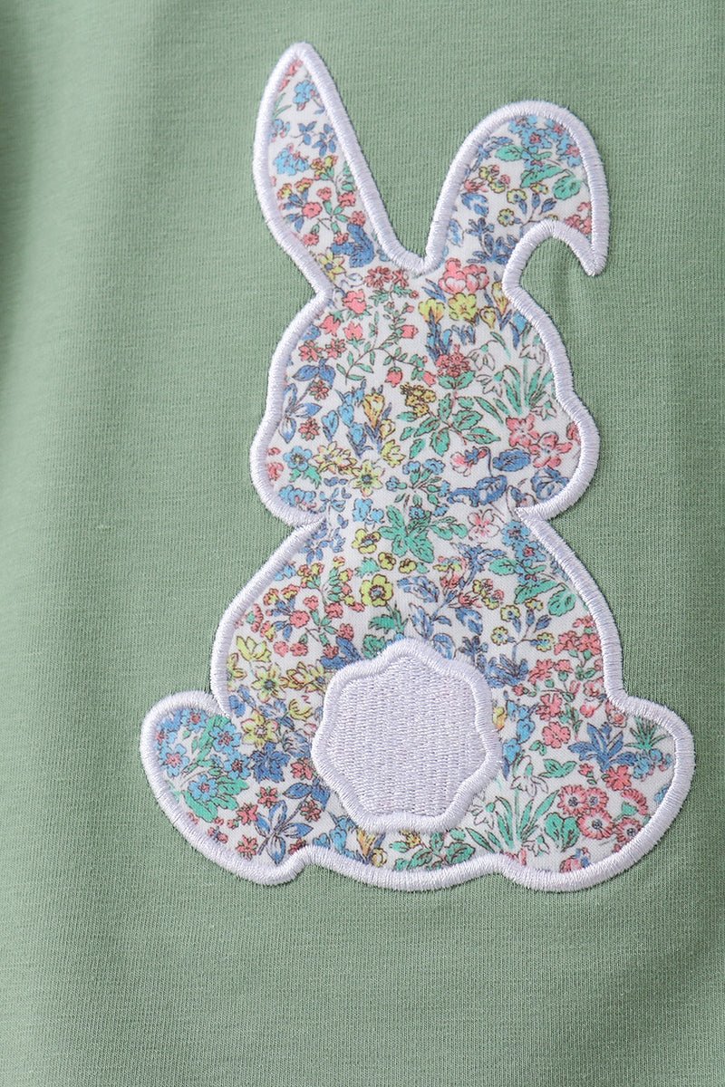 Sage floral bunny applique skorts set - Abbies Place