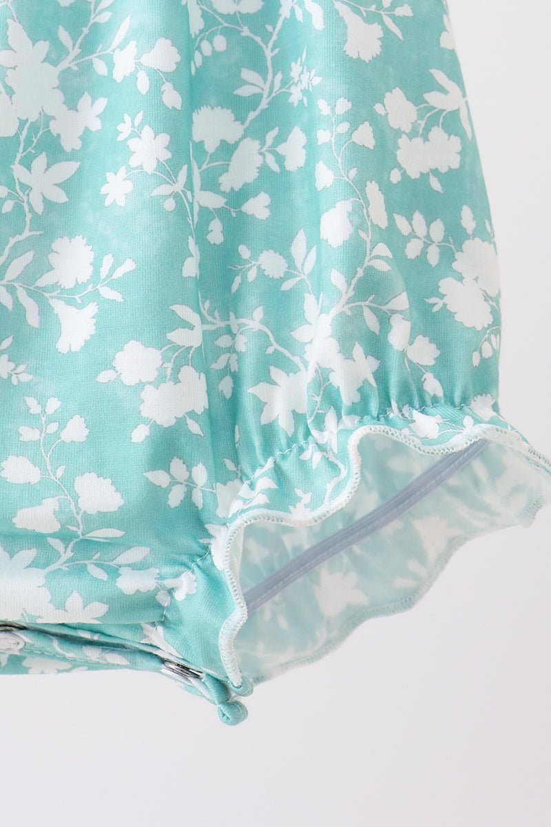 Sage Floral Smocked Bubble - Abbies Place