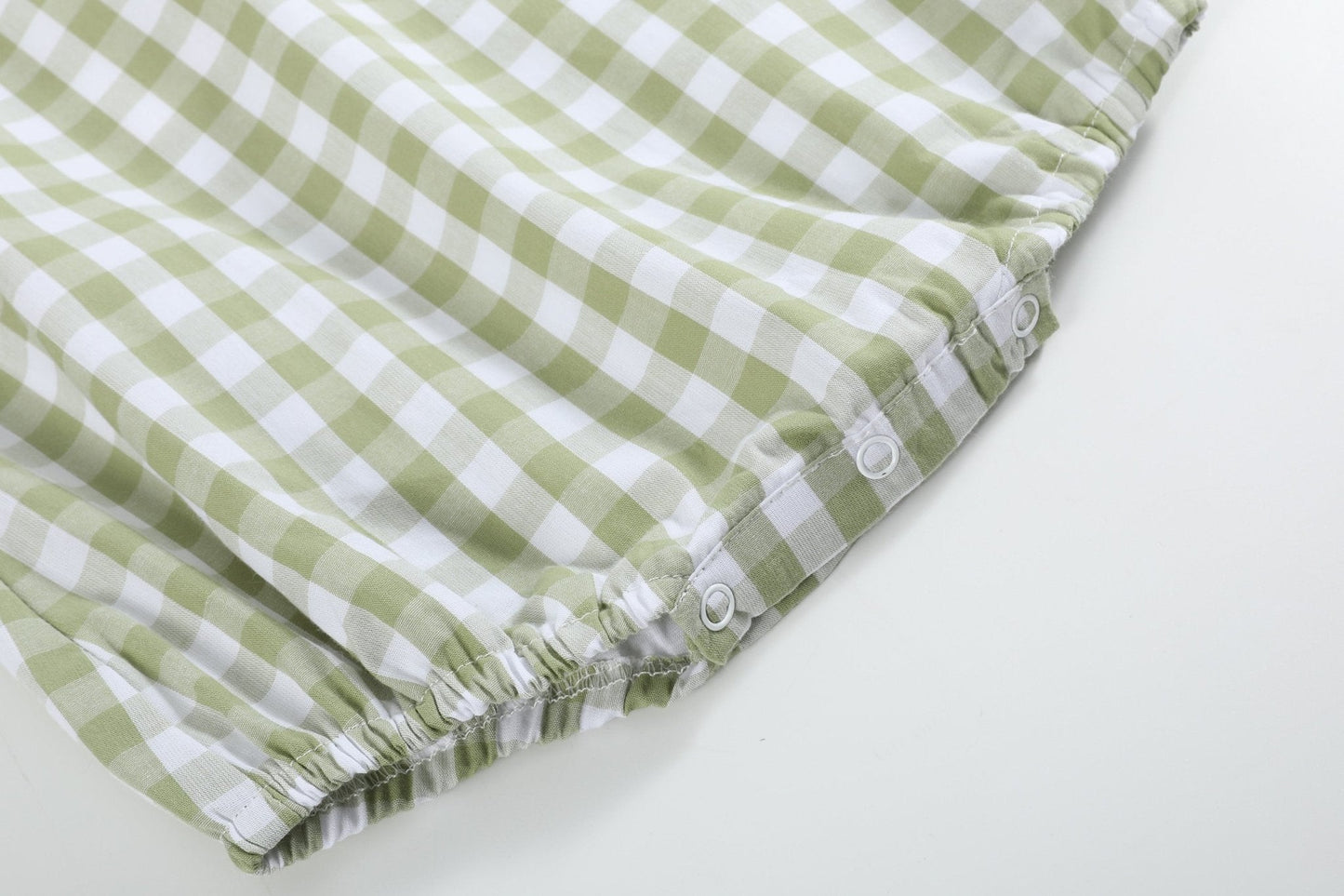 Sage Green Gingham Classic Bubble Romper - Abbies Place