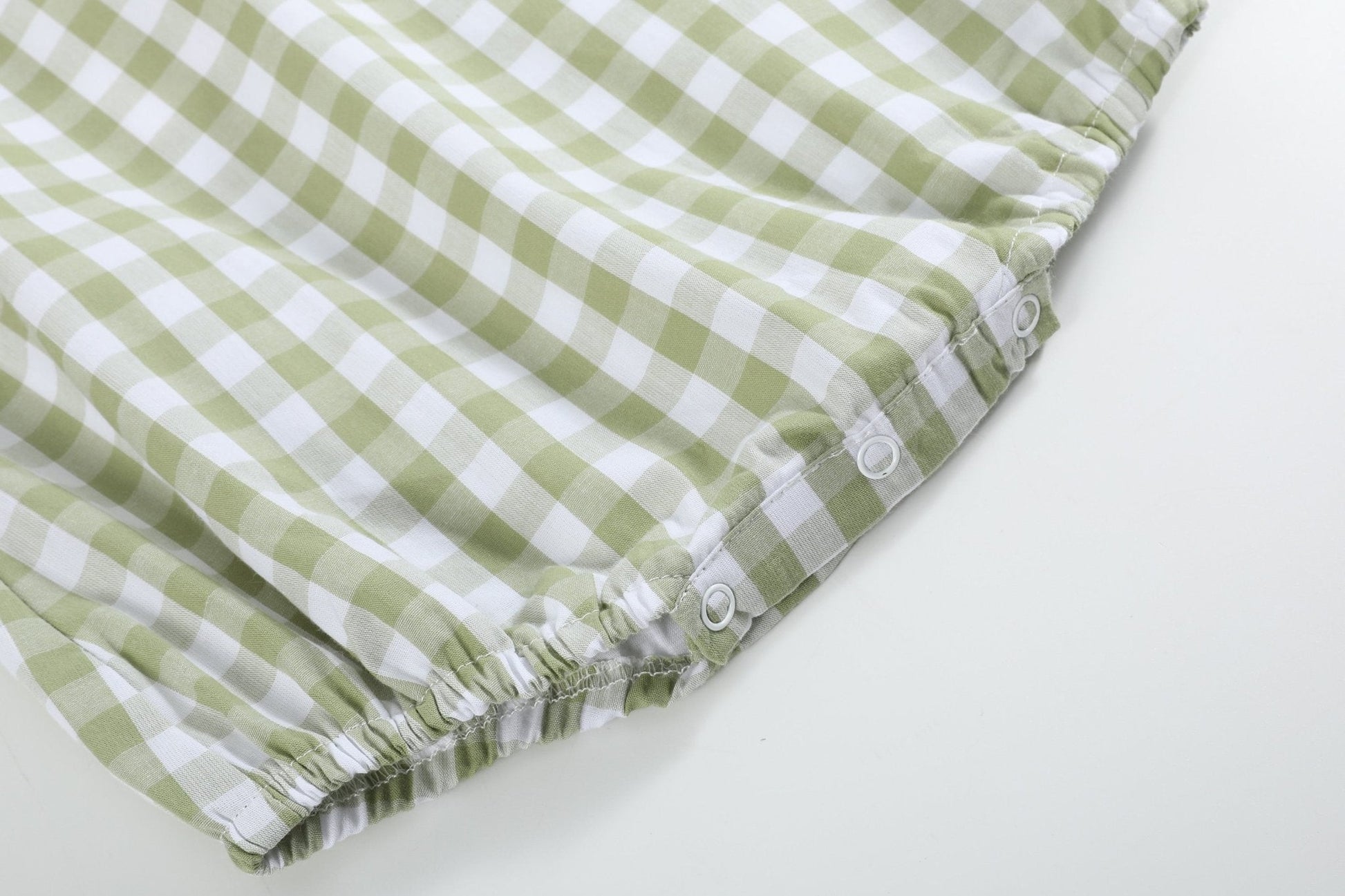 Sage Green Gingham Classic Bubble Romper - Abbies Place