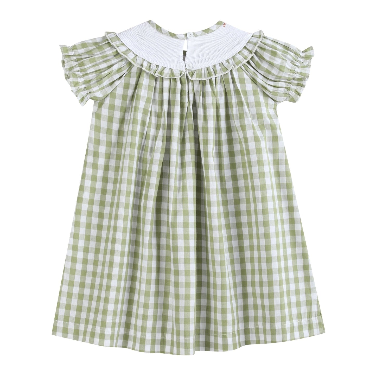 Sage Green Gingham Pumpkin Smocked Bishop Dress - Abbies Place