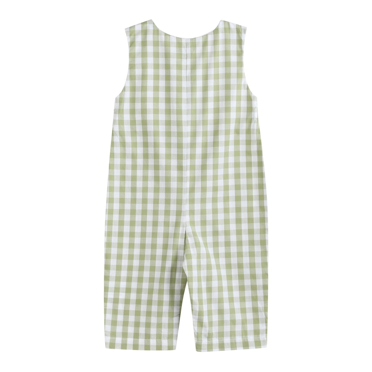 Sage Green Gingham Pumpkin Smocked Overalls - Abbies Place