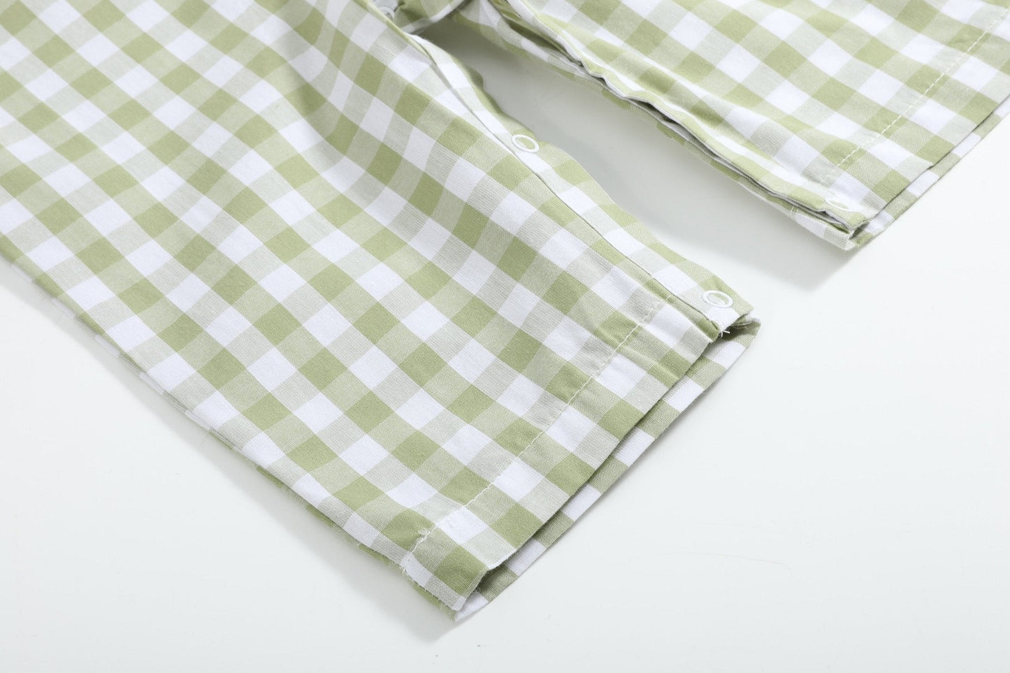 Sage Green Gingham Pumpkin Smocked Overalls - Abbies Place
