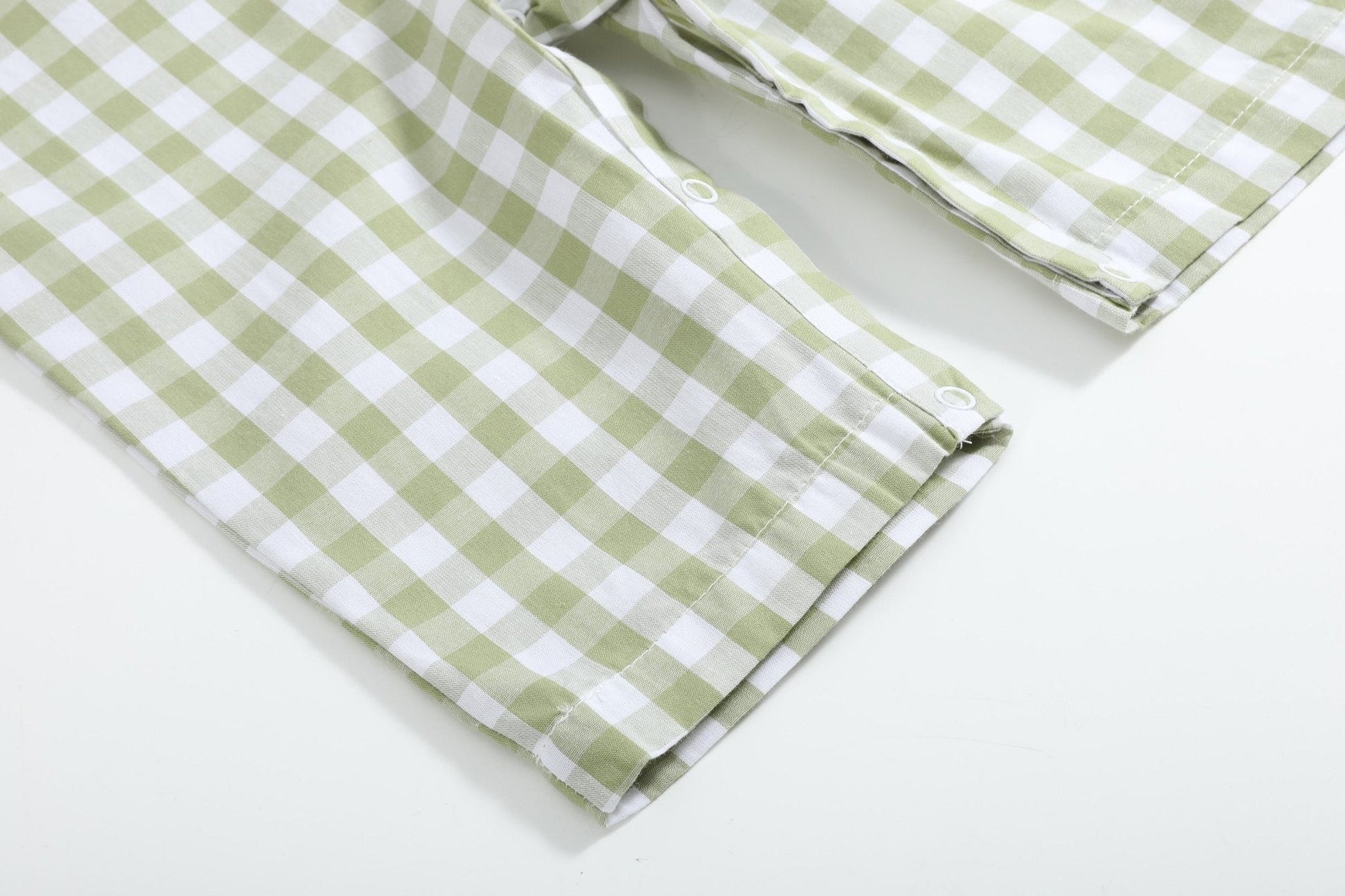 Sage Green Gingham Pumpkin Smocked Overalls - Abbies Place